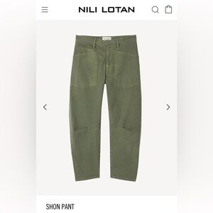 Nili Lotan cotton twill Shon pant in army green.